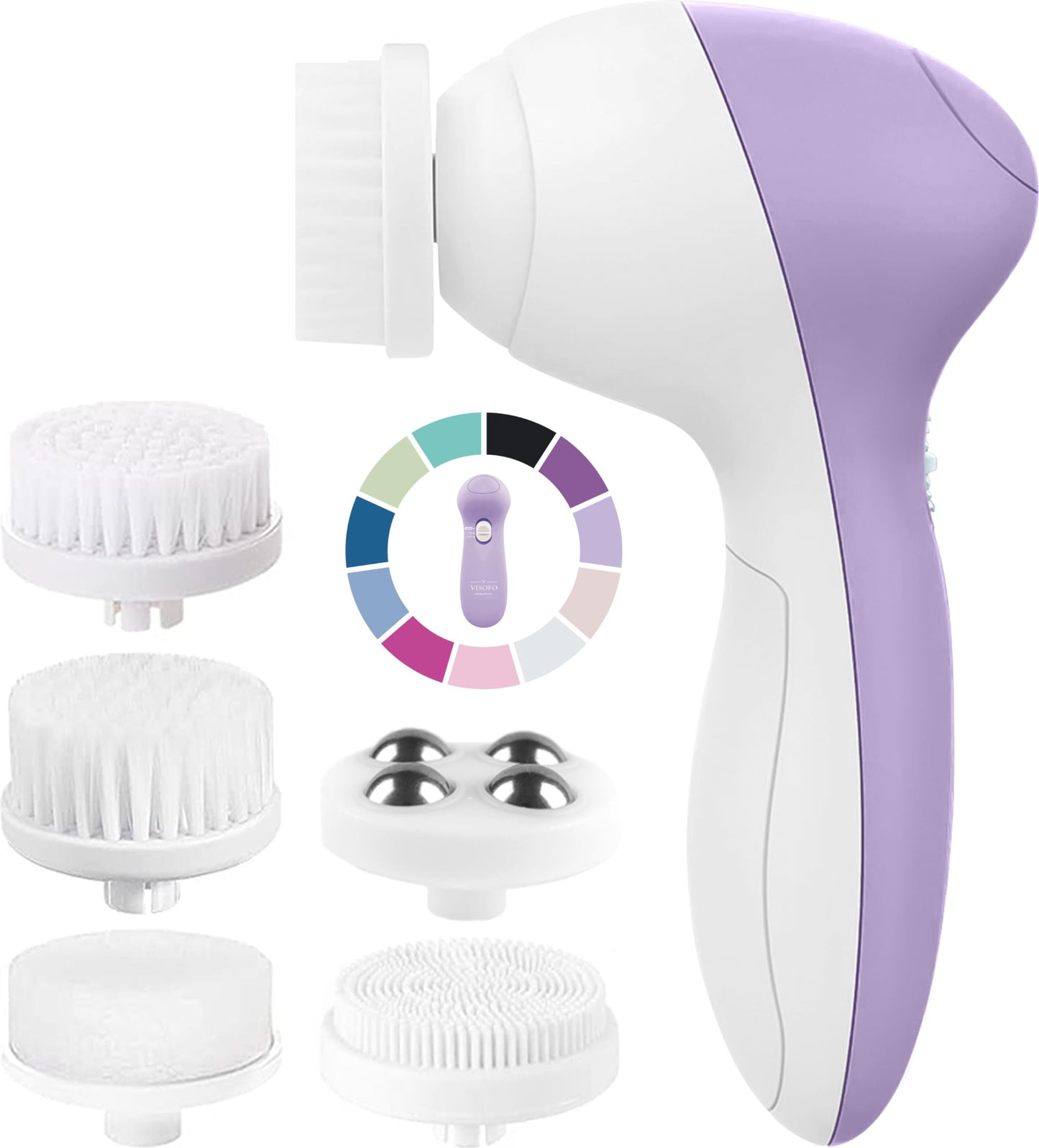 Face Scrubber | Facial Cleansing Brush Exfoliator Skin Care Products Beauty Products Powered Electric Wash Exfoliating Spin Cleanser Cleaning Scrub Including 7 Heads (Lilac Amethyst)