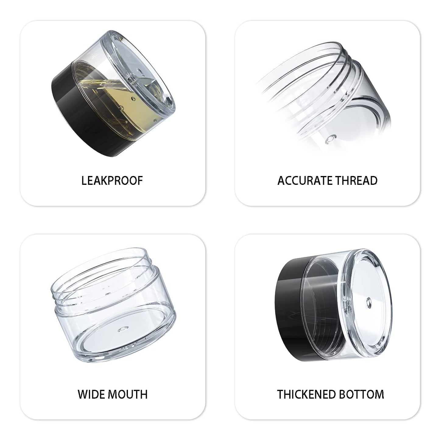 VEAIDE Travel Size Containers for Toiletries, 3 Size 0.17/0.5/1 OZ Small Cosmetic Jars for Makeup Face Creams Moisturizer Lotion, with 2 Pieces Mini Spatulas for Gift (6 Pieces)