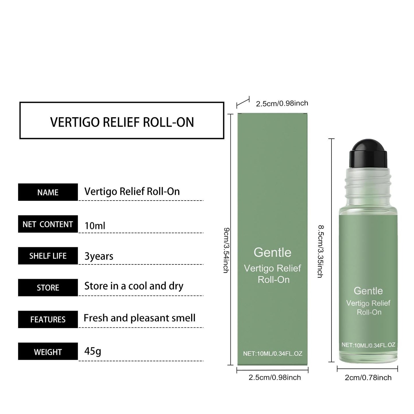 Anti-Dizzy Roll-On, Vertigo Ease Roller 10ml, Natural & Fast-Acting Essential Oils for Vertigo and Dizziness Support, Portable Roller for Travel & Daily Use, Quick Aid for Nausea & Body Imbalance