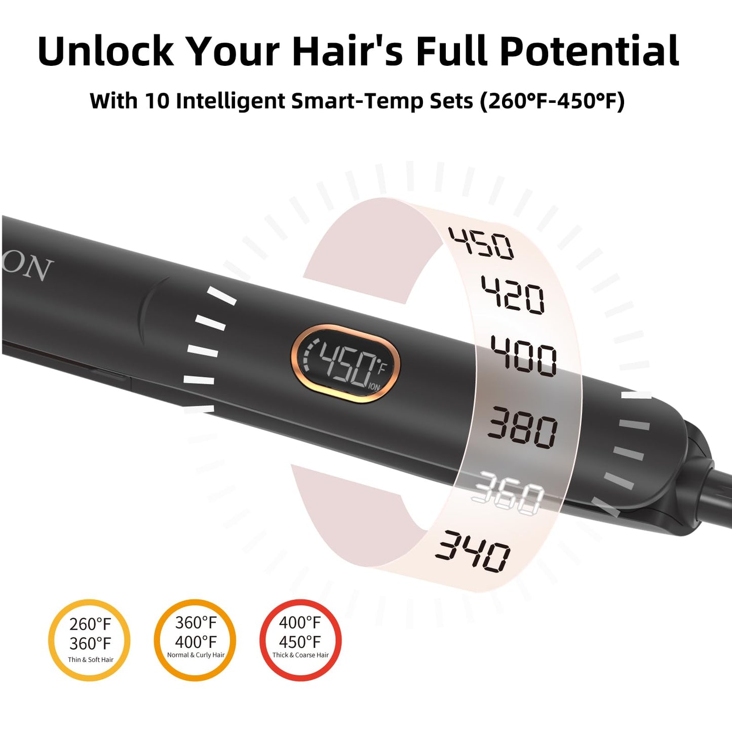 Flat Iron Hair Straightener and Curler 2 in 1, Professional 3D Floating Ceramic Plates with Travel Dual Voltage, Negative Ion, LED Display & Auto Shut-Off for Smooth, Shiny, Frizz-Free Hair