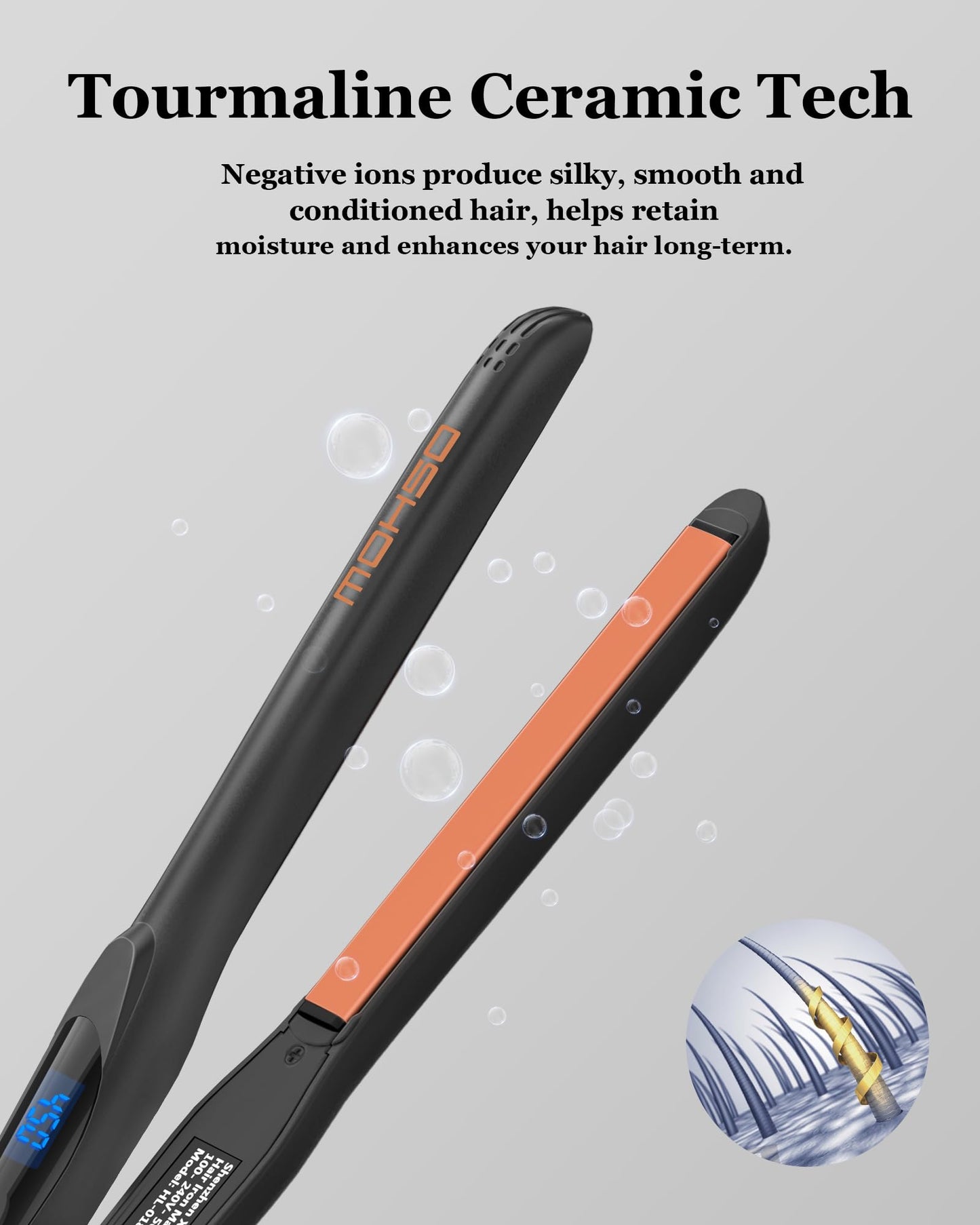 DSHOW 1/2" Flat Iron, Small Flat Iron Hair Straightener for Short Hair, Tourmaline Ceramic Mini Travel Hair Straightener with a Pouch, 6 Temperature, Dual Voltage (Black)