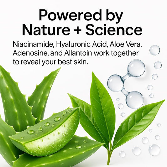 Korean Hyaluronic Acid and Niacinamide Serum for Face Skin Care – Reinforced with Glycerin, Vitamin E – Dark Spot Correcting Glow Serum for Women, Men – Day & Night Facial Moisturizer for Dry Skin