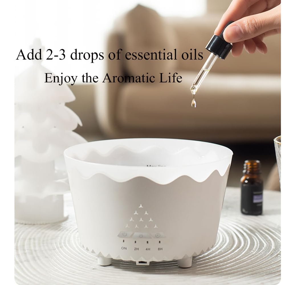 Rain Cloud Essential Oil Diffusers Rotatable,Water Drip Rain Lucky Tree Humidifier Night Light with 7 Changing Colors for Relaxing Mood Water Drop Sound (yellow red)