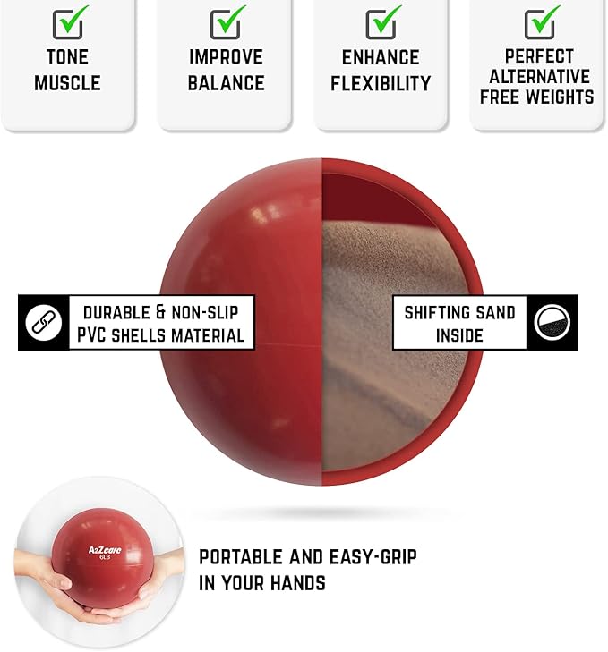 A2ZCARE Toning Ball - Weighted Toning Exercise Ball - Soft Weighted Medicine Ball for Pilates, Yoga, Physical Therapy and Fitness