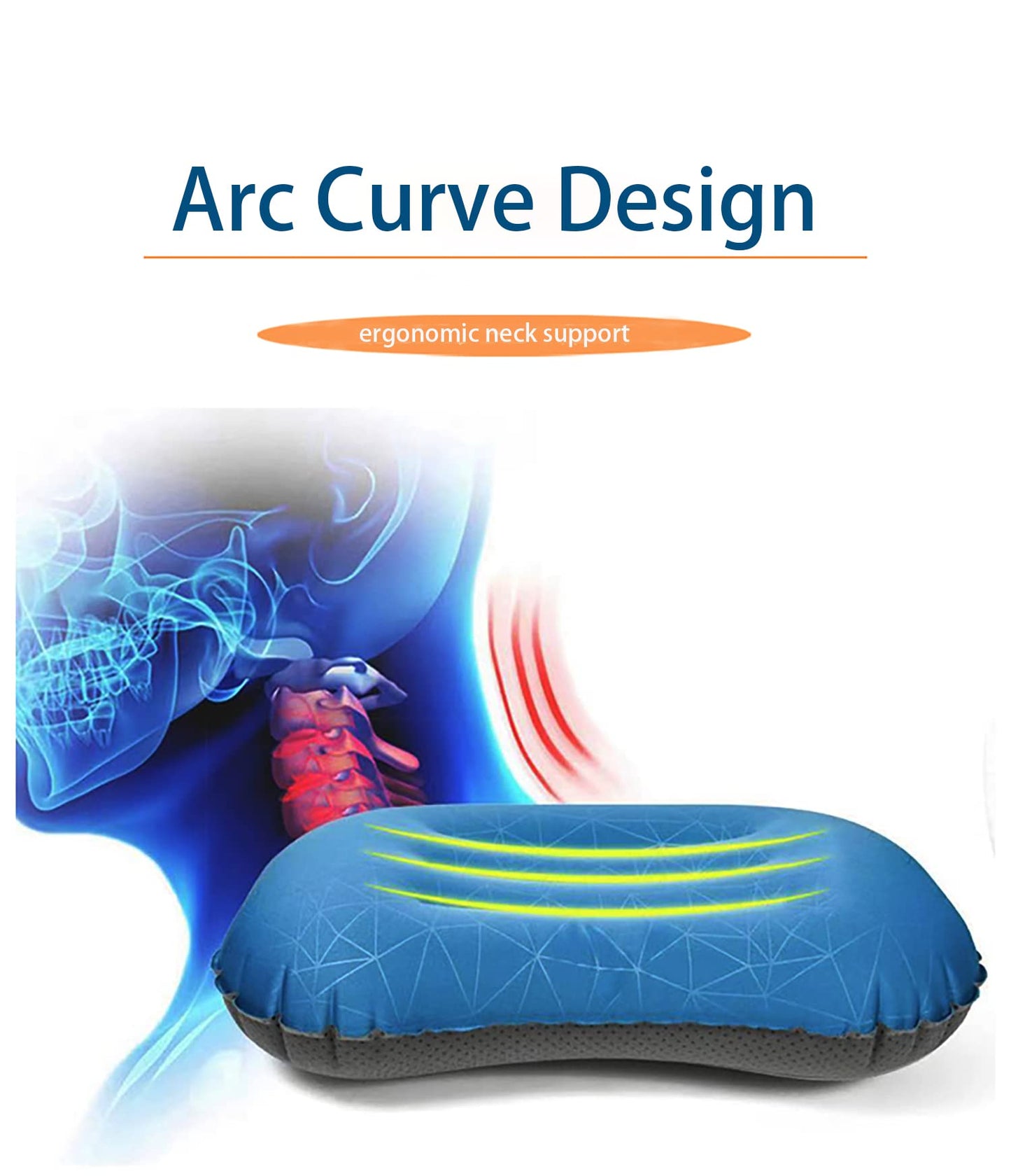 Crisonky Camping Pillow - Inflatable Pillow - Travel Pillows for Backpacking & Airplane, Lumbar Support 2.0 Blow Up Pillow, Ultralight Compressible, Comfortable, Ergonomic Pillows