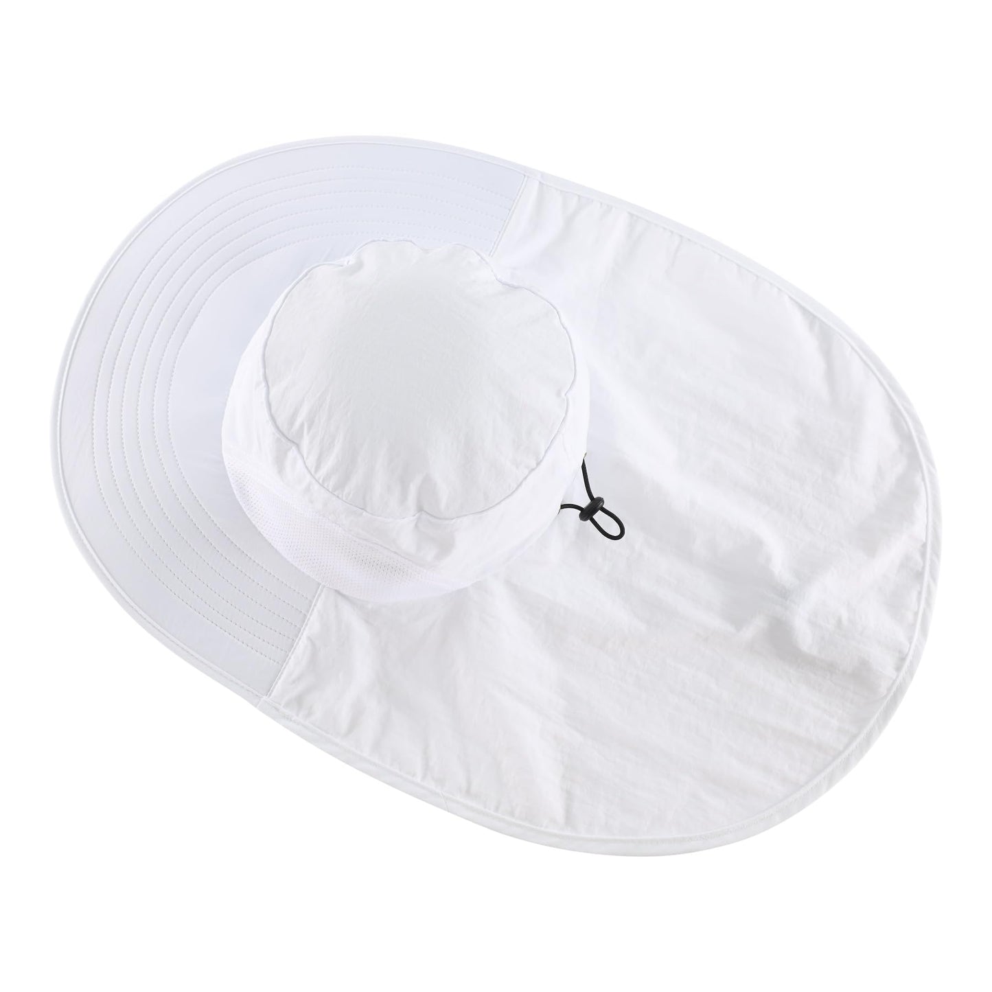 Home Prefer Outdoor UPF50+ Sun Hat Wide Brim Mesh Fishing Hat with Neck Flap (White)