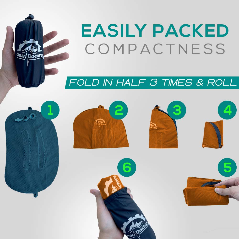 Gear Doctors Camping Inflatable Pillow, Backpacking - Blow Up Camp Pillow for Camping (Orange)