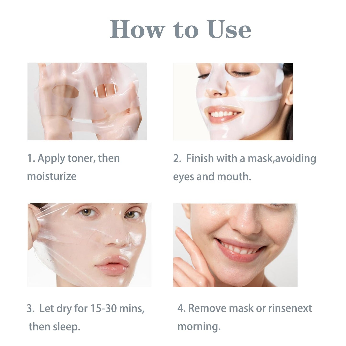 ONMYLOVIN 4 Pack Deep Collagen Overnight Mask,Bio-Collagen Real Deep Mask, Skinqueen Korean Collagen Films Deep Collagen Anti Wrinkle Firming Lifting Face Mask