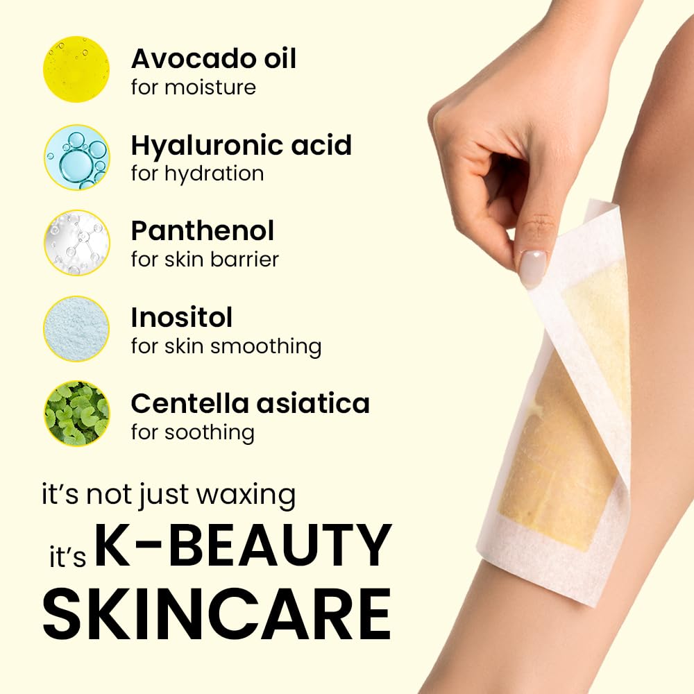 Gorilla Waxing Strip & Go Wax Strips Kit – 28 Multi-Size Wax Strips + 4 Calming Serum Wipes, Ready-to-Use Hair Removal for Face & Body, Sensitive Skin, No Heating Needed, Korean Skin Care