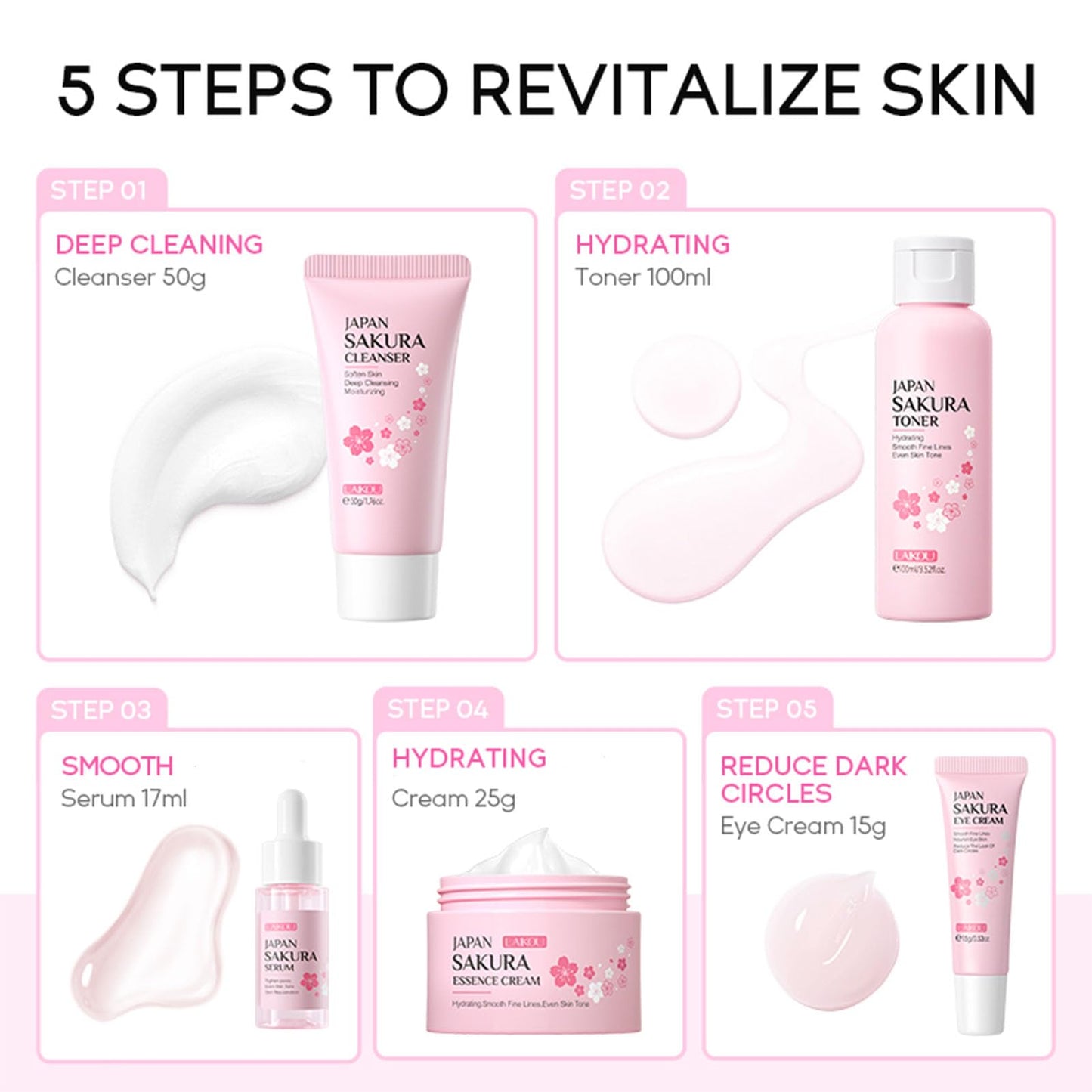 Skin Care Set, Cherry Facial kit for women, Skincare Kit Gifts For Teenage Girls, Skin Care Kit, Skincare Sets & Kits with facial wash, Toner, Serum, Eye Cream, Face Cream Birthday Beauty Care 5pcs