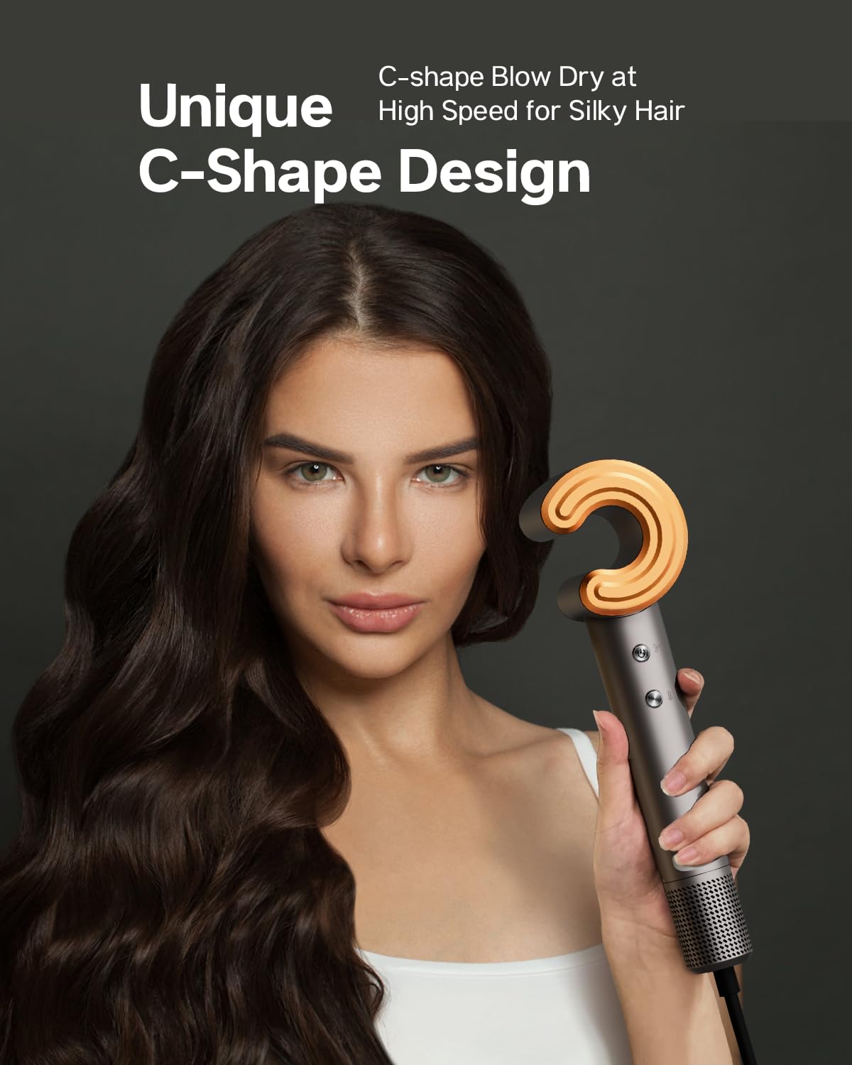 Feyluny Hair Dryer for Women - 110,000 RPM High-Speed Brushless Motor, Plasma Tech, Quick Dry in 5 Mins, 346g Lightweight & Portable Hair Blow Dryer, No Heat Damage, Smart Temp Control - Nickel Copper