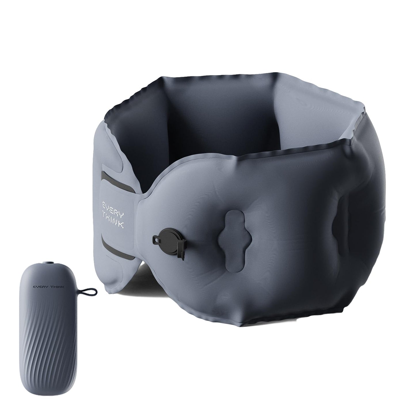 EVERY THINK Inflatable Travel Pillow - Travel Pillow for Long Flight, Inflatable Neck Pillow for Traveling, Pocket Blow Up Pillow for Airplane, Bus, Train, Car, Office, Home (Navy Blue)