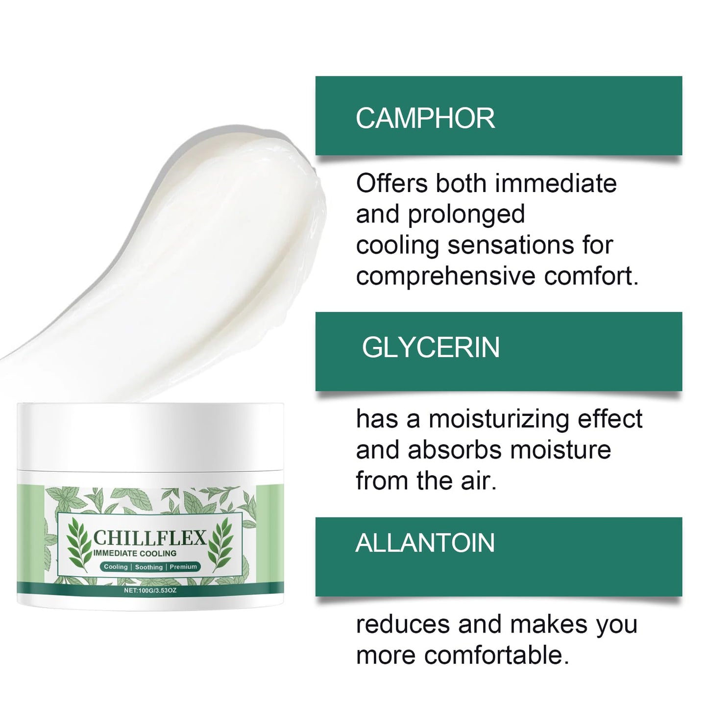 Chillflex Instant Cooling Relief Cream,Soothing Cooling Gel for Skin, Non-Greasy Formula, Perfect For After Sun Care & Daily Refreshment (2 Packs)