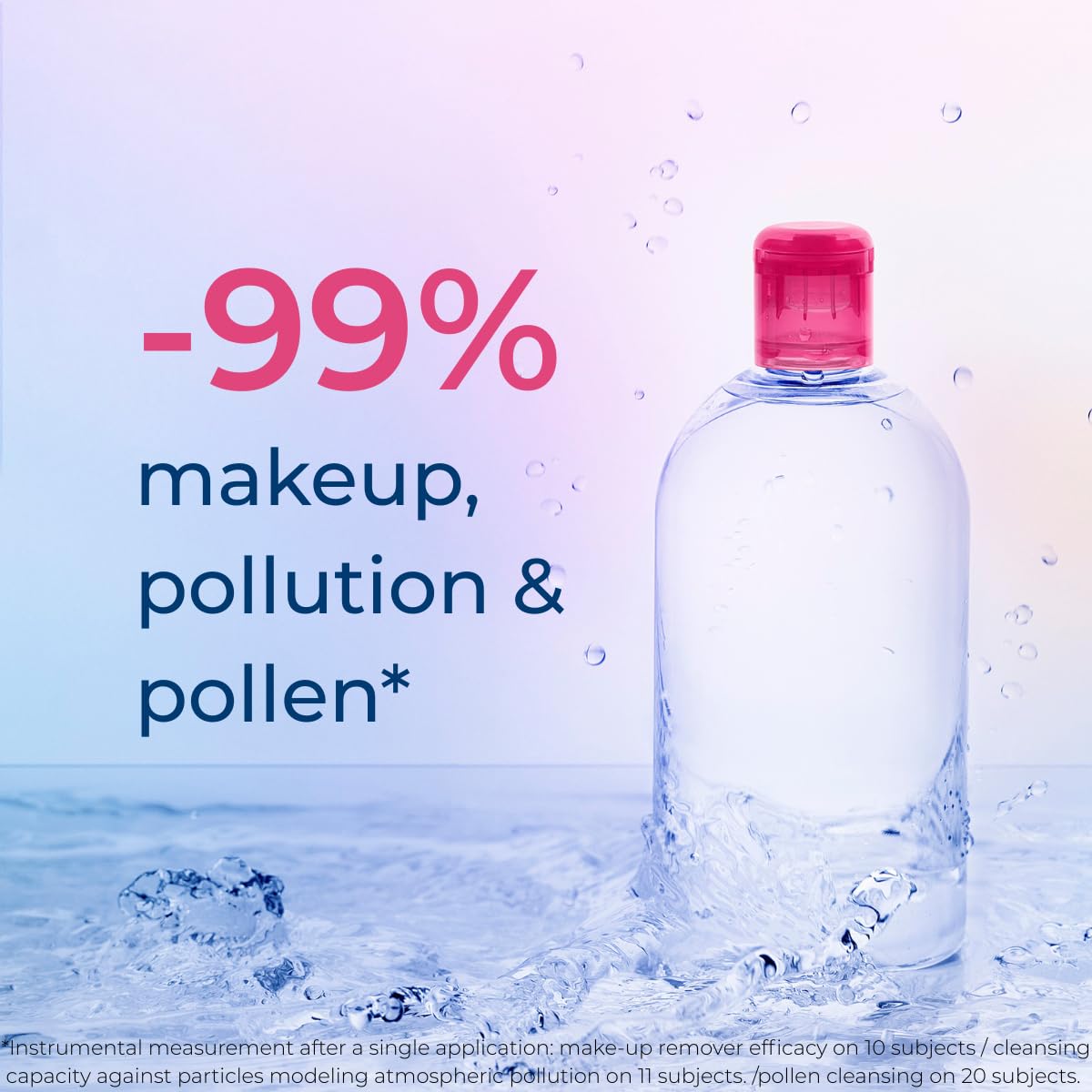 Bioderma Sensibio H2O, Micellar Water, Travel Size Makeup Remover Cleanser, Gentle for Skin, Fragrance-Free & Alcohol-Free, Gentle Face Cleanser for Sensitive Skin, 3.4 Fl Oz