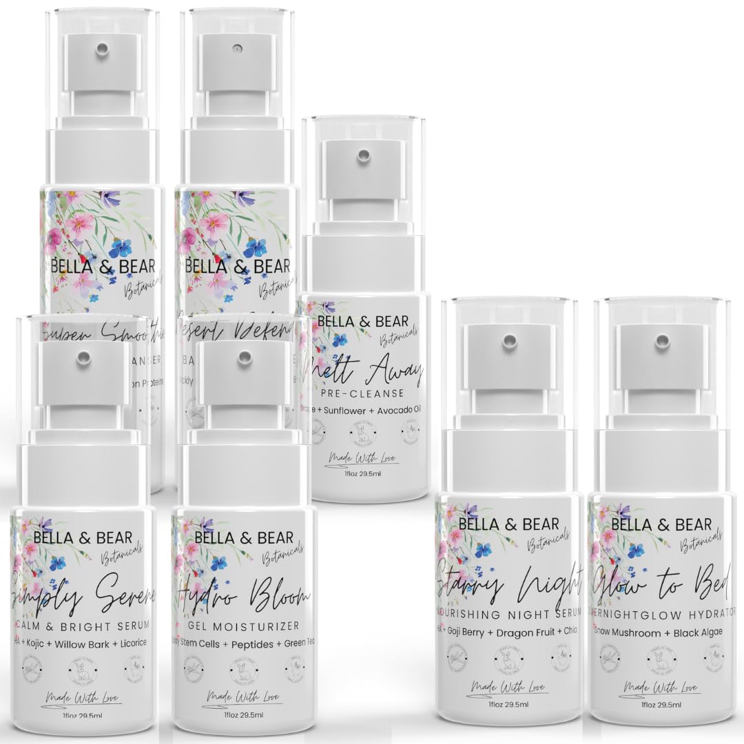 Bella & Bear The Complete Ritual: Ultimate AM & PM Skincare Collection - 9-Step Full Day & Night Routine for Radiant, Balanced Skin