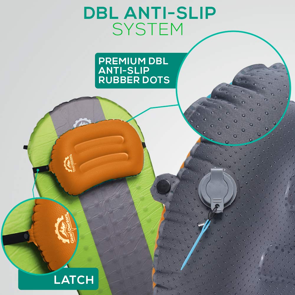 Gear Doctors Camping Inflatable Pillow, Backpacking - Blow Up Camp Pillow for Camping (Orange)