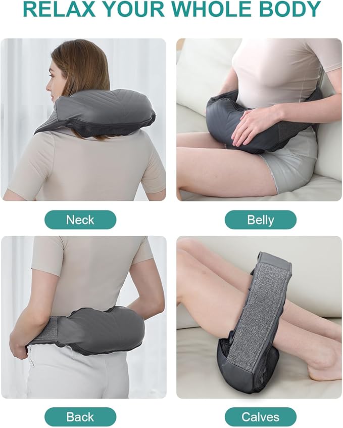 Nekteck Cordless Neck and Back Massager for Pain Relief Deep Tissue, Shiatsu Neck Massager with Heat, Portable Massage Pillow Tool for Shoulder Leg Muscle, Home Office Car Use, Gifts for Men Women Dad