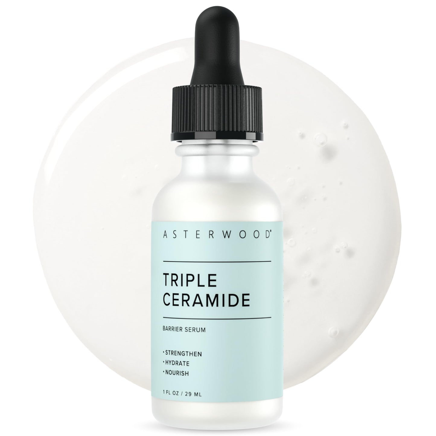 Asterwood Triple Ceramide Barrier Repair Serum - Hydrating, Calming, & Barrier-Restoring Skin Facial Serum - with Ceramide Complex, Squalane, Hyaluronic Acid - Fragrance-Free, Cruelty-Free - 1 Fl Oz