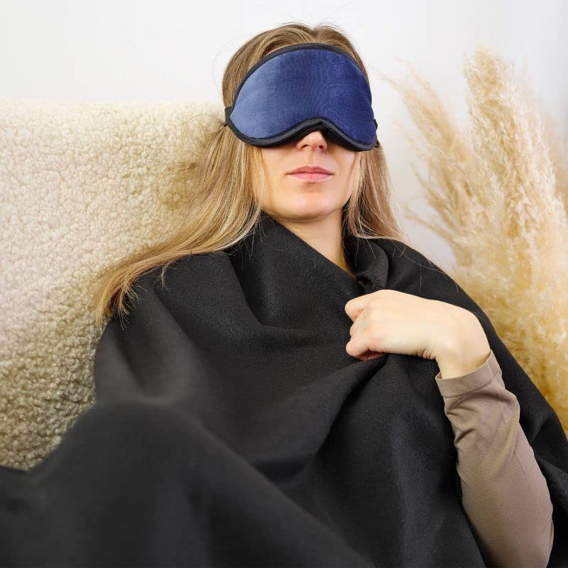 Lewis N. Clark Ultimate Comfort Set + Portable Travel Kit for Airplane, Includes Inflatable Pillow + Zippered Carrying Case, Cozy Fleece Blanket, Eye Mask for Sleeping & Foam Ear Plugs, Navy