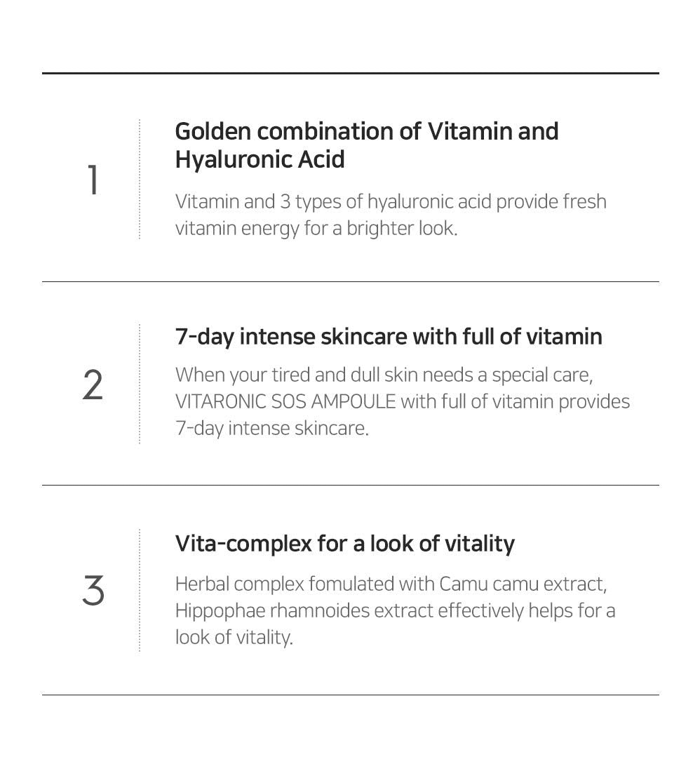 Snp Vitaronic SOS Ampoule | 1 Week Facial Supply Nourishing and Moisturizing for All Skin Types | Korean Skin Care Face Moisturizer | Vitamin Facial Moisturizer | 7 Vials - 1.5ml per Vial