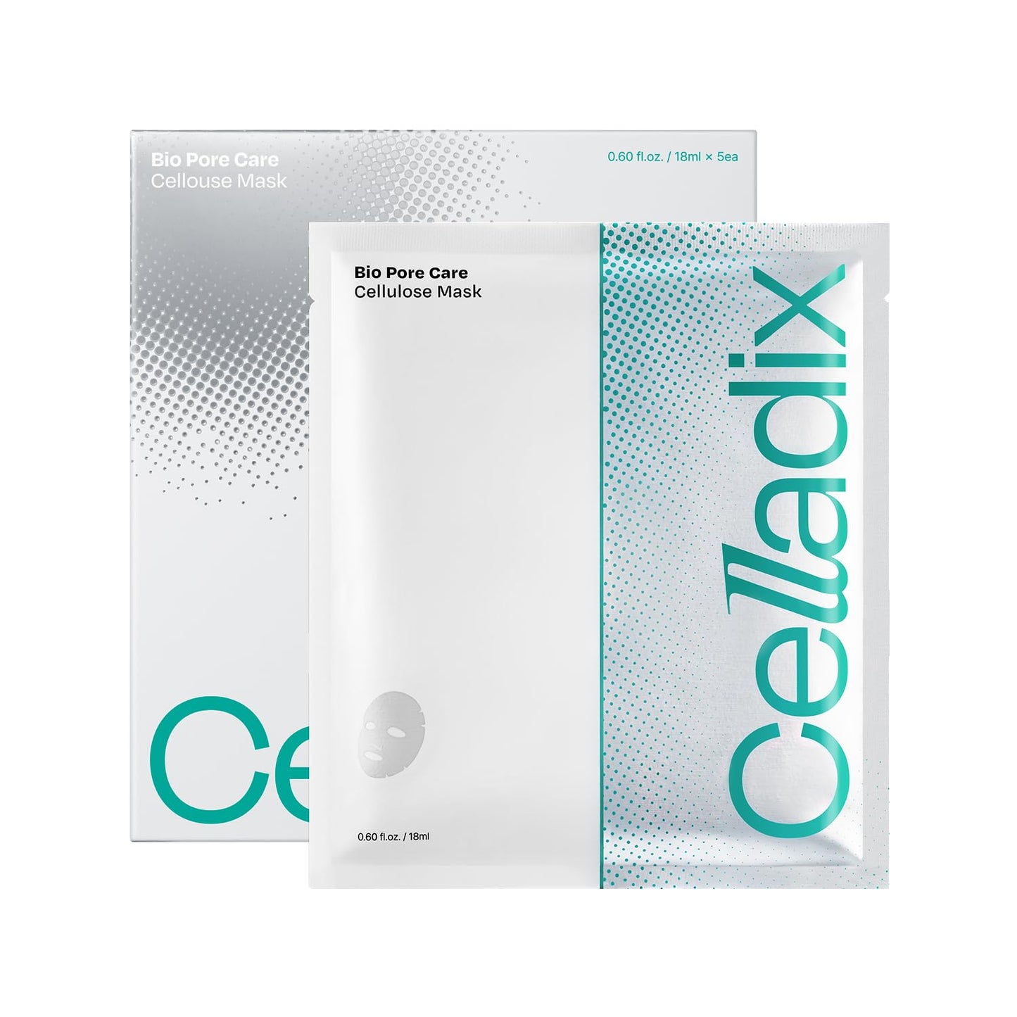 Celladix Bio Pore Care Cellulose Mask – Pore Minimizing & Sebum Control Sheet Mask – Removes Blackheads, Dead Skin Cells & Impurities – Hydrating & Radiance Boost Korean Face Mask, 5 Sheets