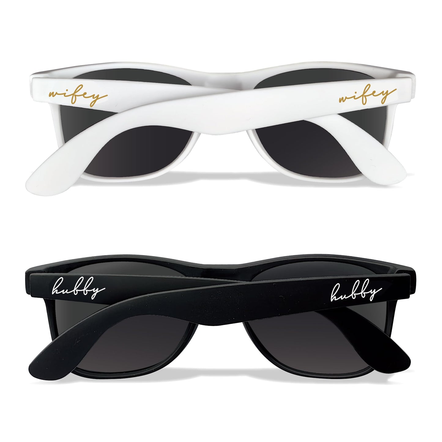 Mr&MrsGifts Honeymoon Essentials Hubby and Wifey Polarized Sunglasses Wedding Sunglasses for the Couple Groom Sunglasses Engagement Gift(HW-S)