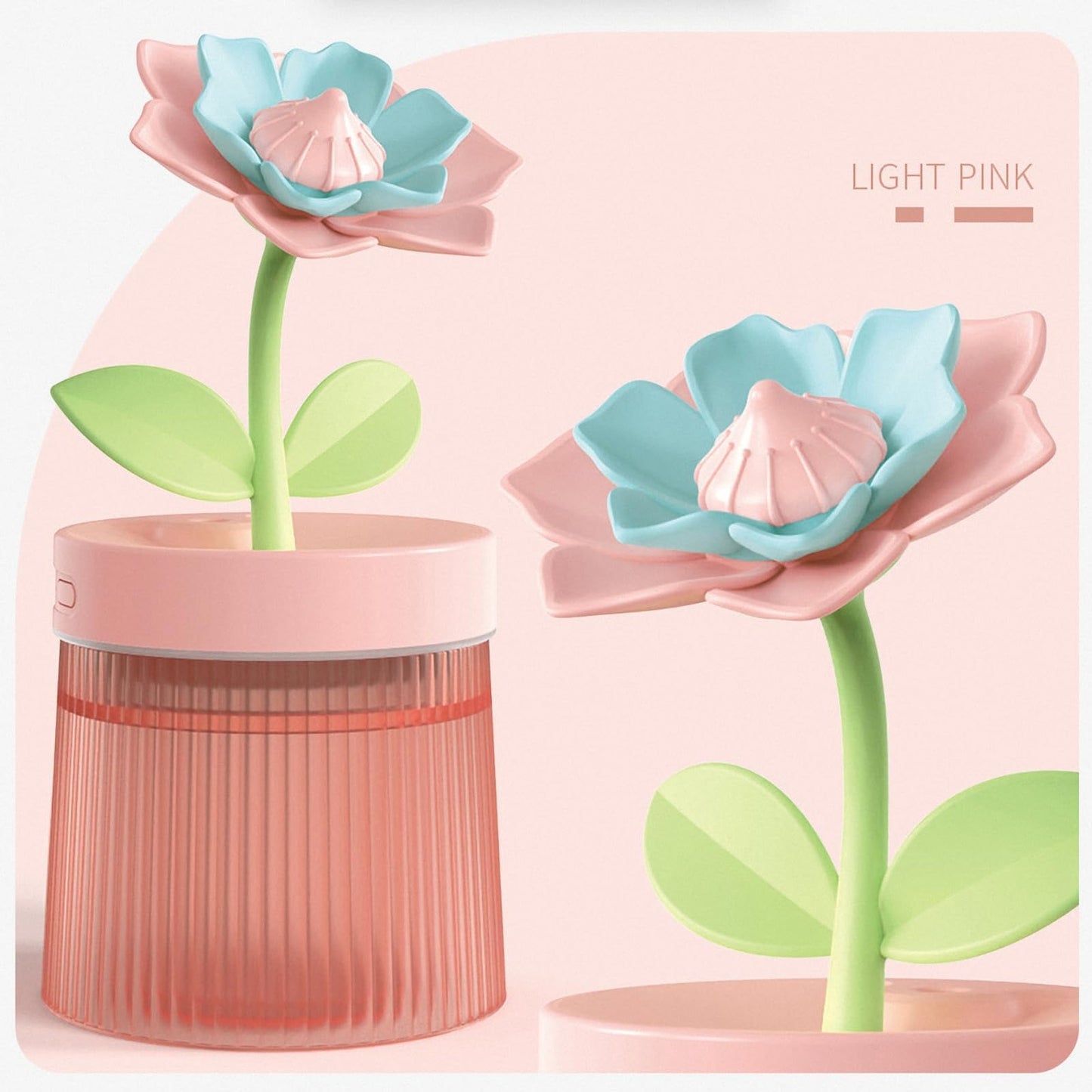 Gardenia Desktop Humidifier for Bedroom, Quiet Cool Mist Humidifier with Diffuser and LED Night Light, Auto Shut-Off, 260 ML Portable Humidifier for Car Outdoor Home Indoor Nursery Plants (Pink)