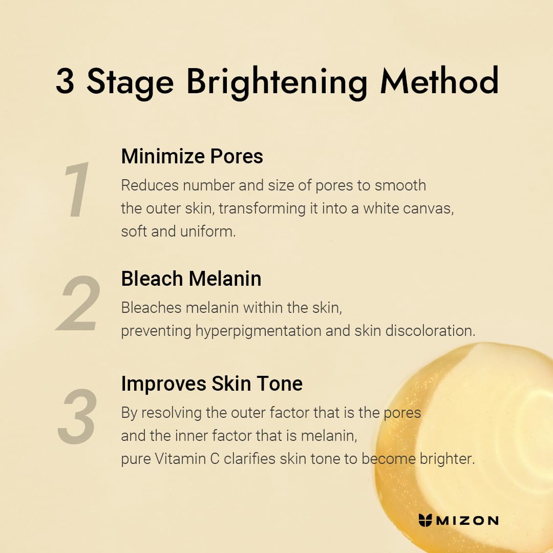 MIZON Real Vitamin C Ampoule, Pure Vitamin C, No Water Added,10 Ingredients, Nutrition, Face Moisturizer (0.51 fl. Oz)