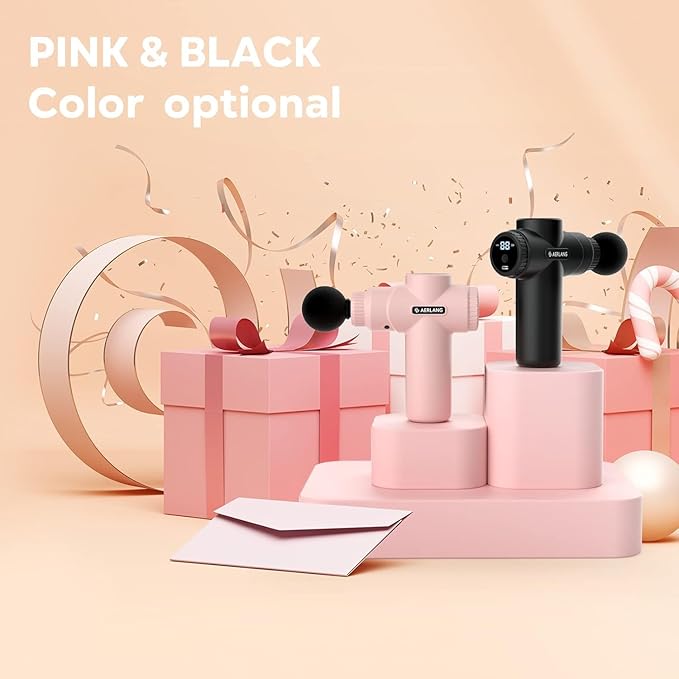 AERLANG Mini Massage Gun-Pink,Muscle Deep Tissue Massager Gun, Handheld Percussion Massager, Portable Quiet Massage Gun with Carry Case for Home Office Gym Motehr Day Gifts for Women Men Her