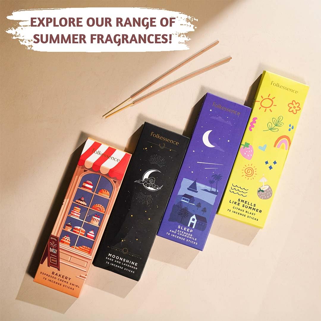 Folkulture Incense Stick for Home | Pack of 75 (8") Insence-Sticks for Meditation with 45 Mins Burn Time | Organic Insence Aromatherapy Inscents | Non Toxic Citrus Inscent-Sticks for Gifts for Women