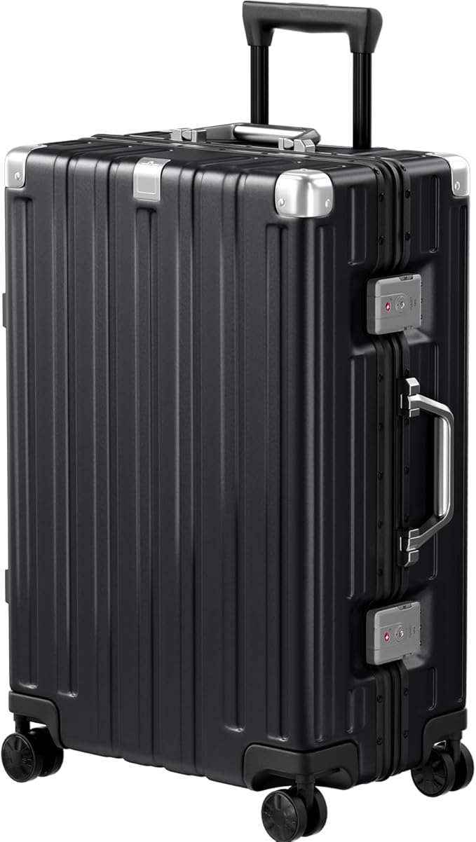 Krute Luggage 24 Inch Aluminum Frame Zipperless Suitcase with Spinner Wheels Checked Luggage PC+ABS Lightweight Hardshell