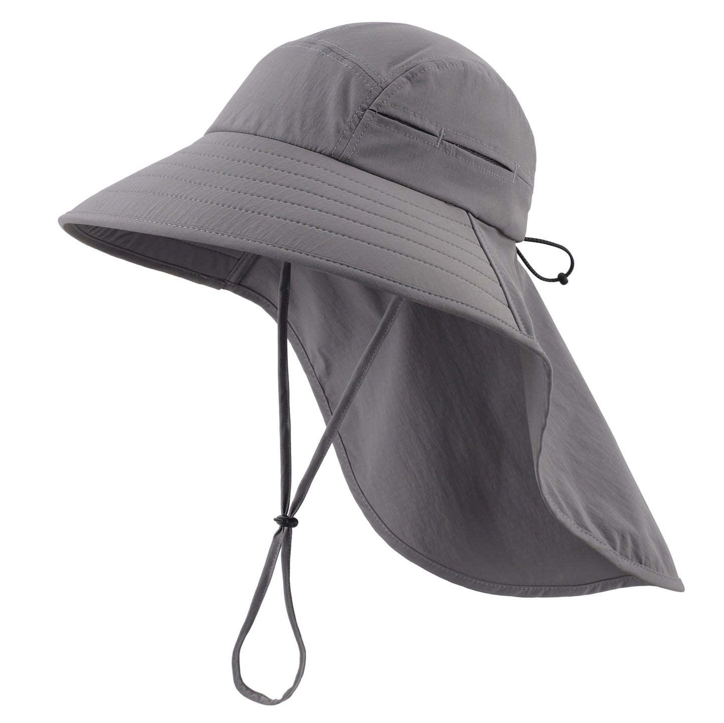 Home Prefer UPF 80+ Sun Hat for Men Women Wide Brim Sun Hat with Neck Flap UV Protection Safari Beach Bucket Fishing Hat Dark Grey