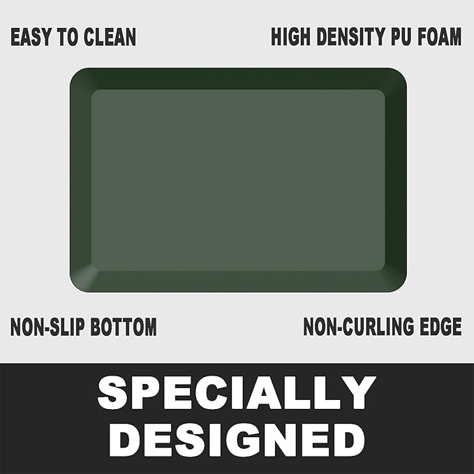 1" Extra Thick Anti Fatigue Floor Mat 30" L x 20" W,Kitchen Mat, Standing Desk Mat,140D Advanced PU Foam Ergonomic Comfort at Home, Office, Garage, Sink (Green)