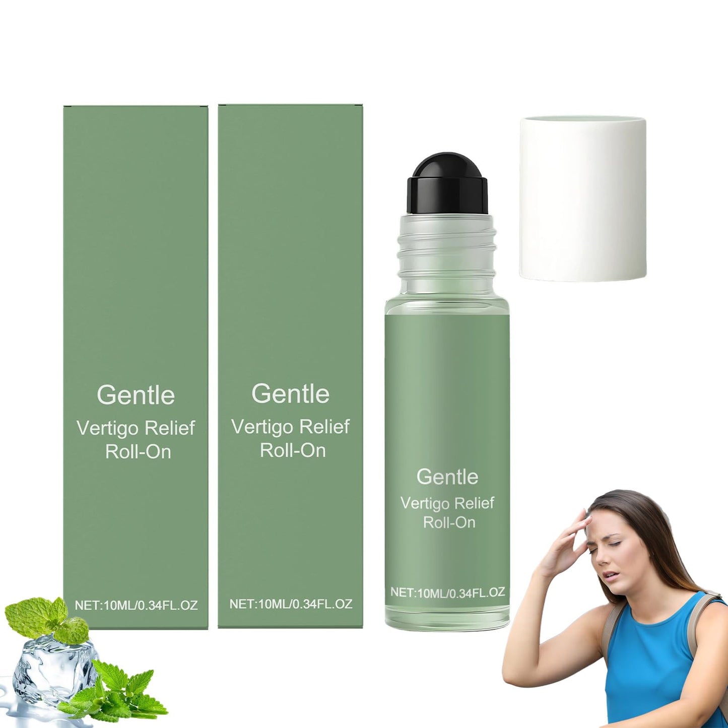 Vertigo Ease Roll On, Natural Ingredients for Vertigo Relief, Portable Roller for Travel & Daily Use (2 x 10ml)