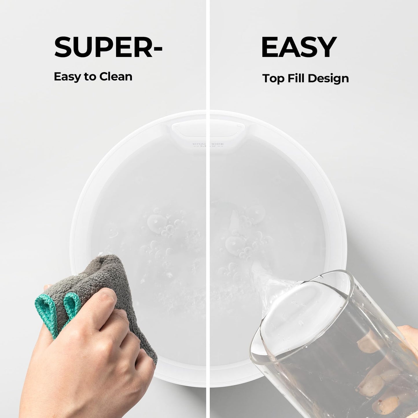 Homvana Small Humidifiers for Bedroom - 2 Packs 1.8L Cool Mist Top Fill Humidifier for Baby Nursery, Essential Oil Diffuser, 3 in 1 for Home Plants Offices and Grow Tents, 7 Color Lights, Ultrasonic