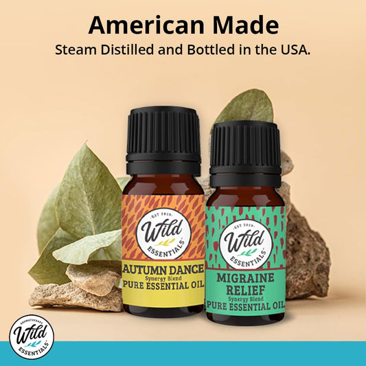 Wild Essentials Motion Ease 100% Pure Essential Oil Synergy Blend 2 Pack - 10ml, Formula for Motion Sickness, Nausea, Upset Stomach, Vertigo, Dizzy, seasick, carsick. Made and Bottled in The USA