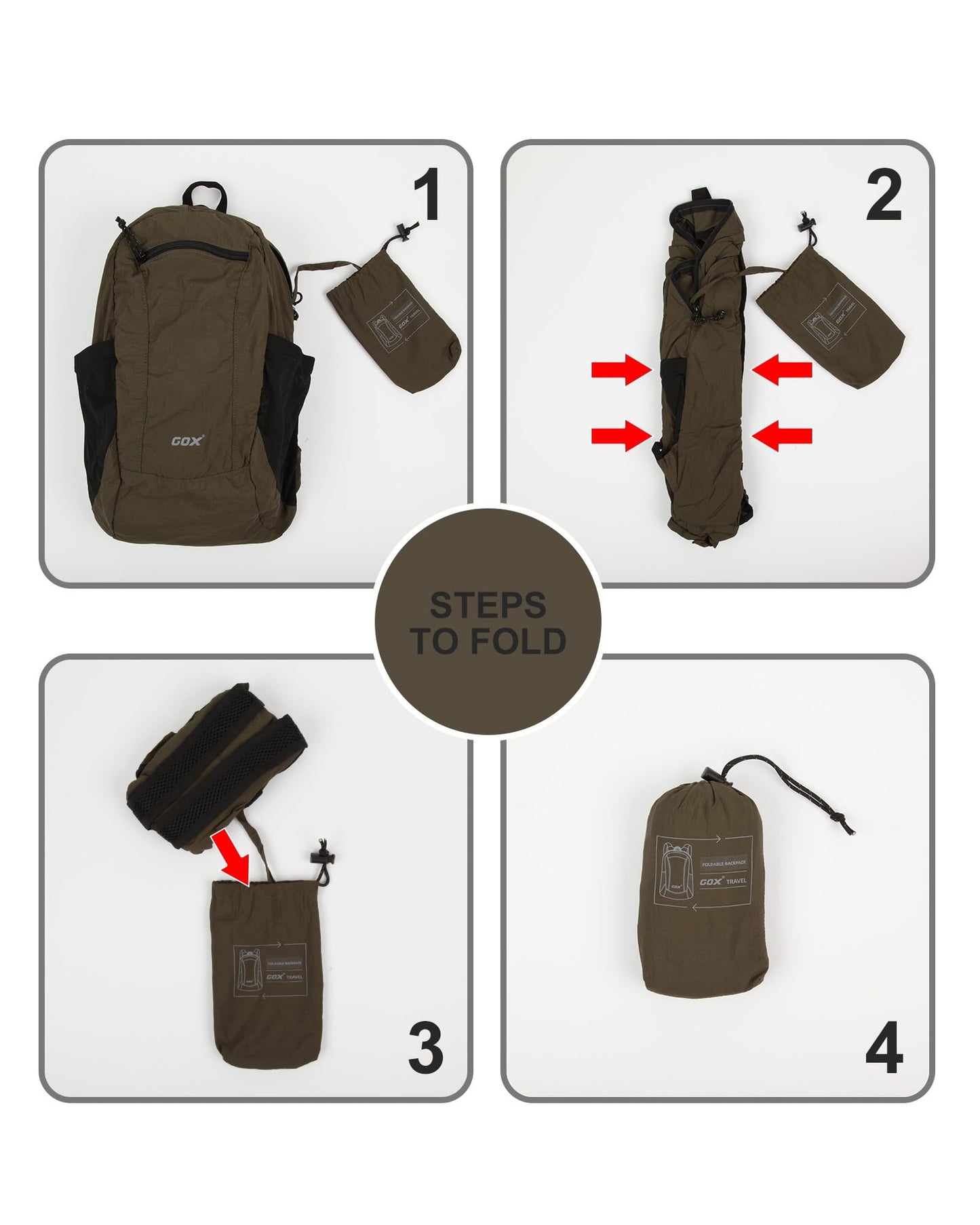 GOX Foldable 20l Backpack For Travel Lightweight Hiking Packable Daypack for Men Travel Camping Outdoor Bag Women (Jasper)