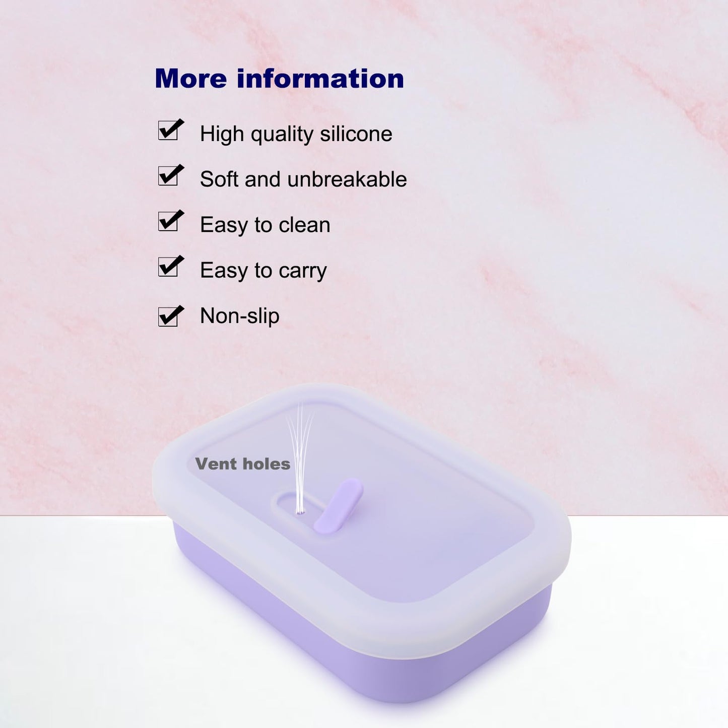 Leak Proof Travel Soap Case,Solid Shampoo Bar Holder, Silicone Soap Container with Draining Layer, Portable Bar Soap Holder for Bathroom, Camping, Gym, Easy to Clean (Purple, Large)