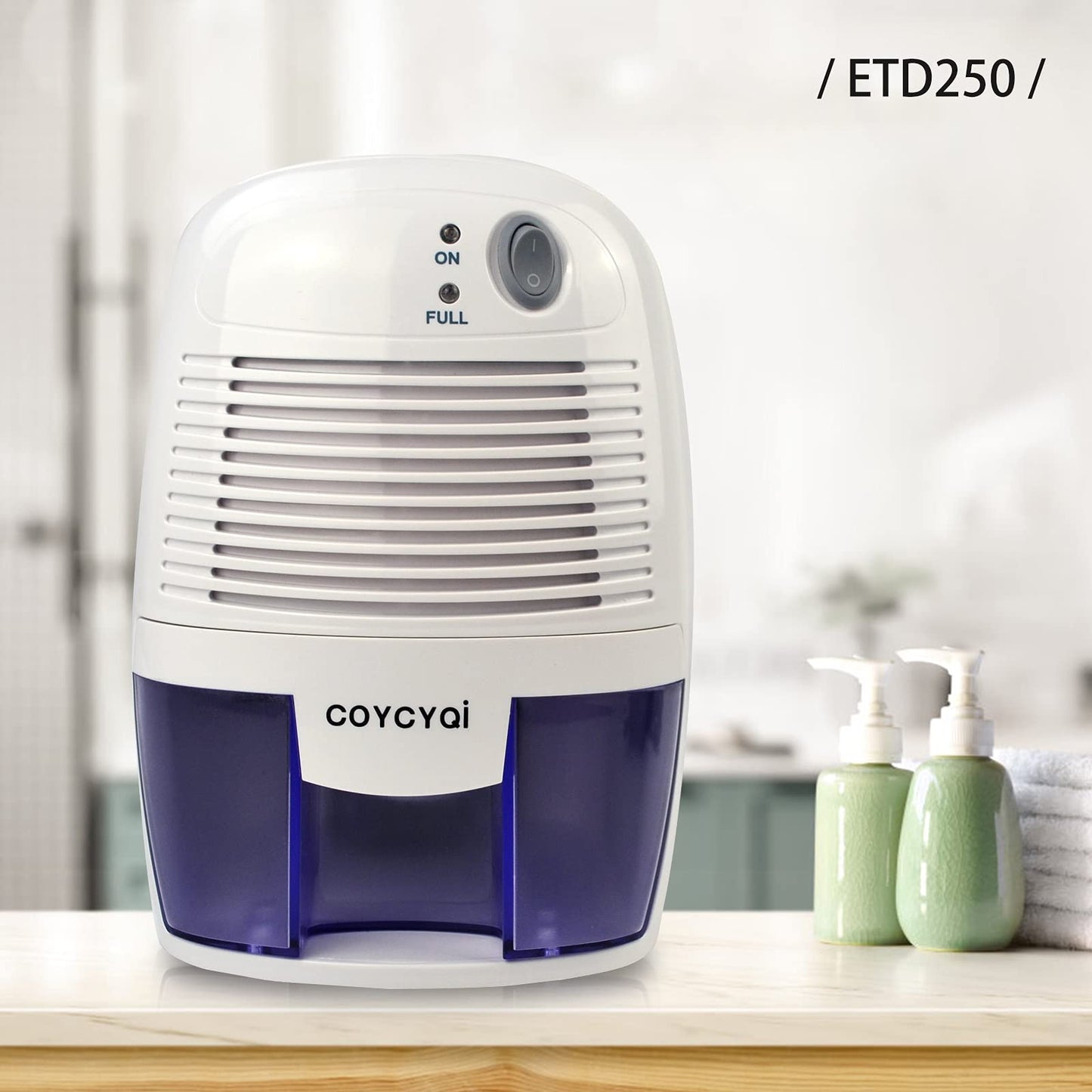 COYCYQI Small Dehumidifier,12V3A adapter,1200 Cubic Feet (215 sq ft) Portable Mini Dehumidifier Quiet Use for High Humidity in Home, Bathroom, Bedroom, Office, Basements, Wardrobe Closet,RV