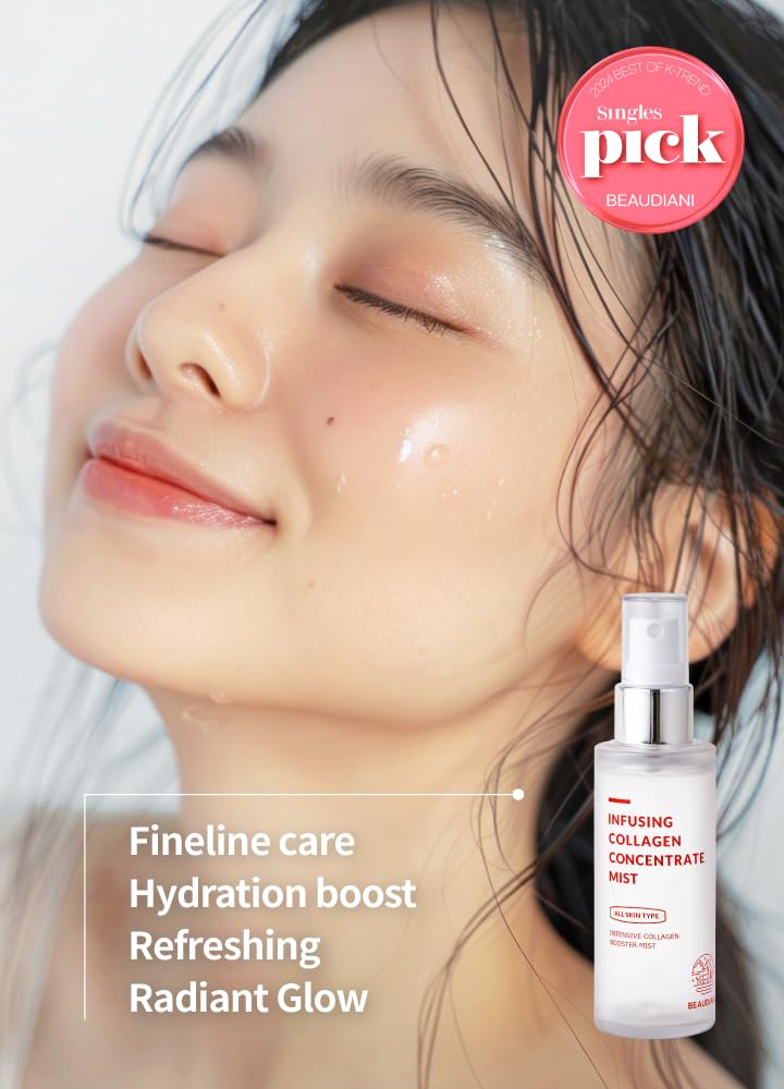 BEAUDIANI Collagen Facial Mist – Hydrating & Firming Spray for Face, Anti-Wrinkle Korean Skincare, Daily Moisturizer & Skin Tightening Mist with Nourishing Collagen (1.69 fl oz)