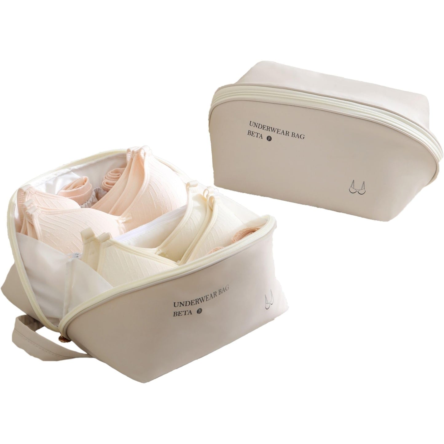 tianzong Travel Underwear Packing Cube for Women, Portable Luggage Organizer Bag, Multi-compartment Versatile Storage Bag for Suitcase (1 Pack, XL Beige)