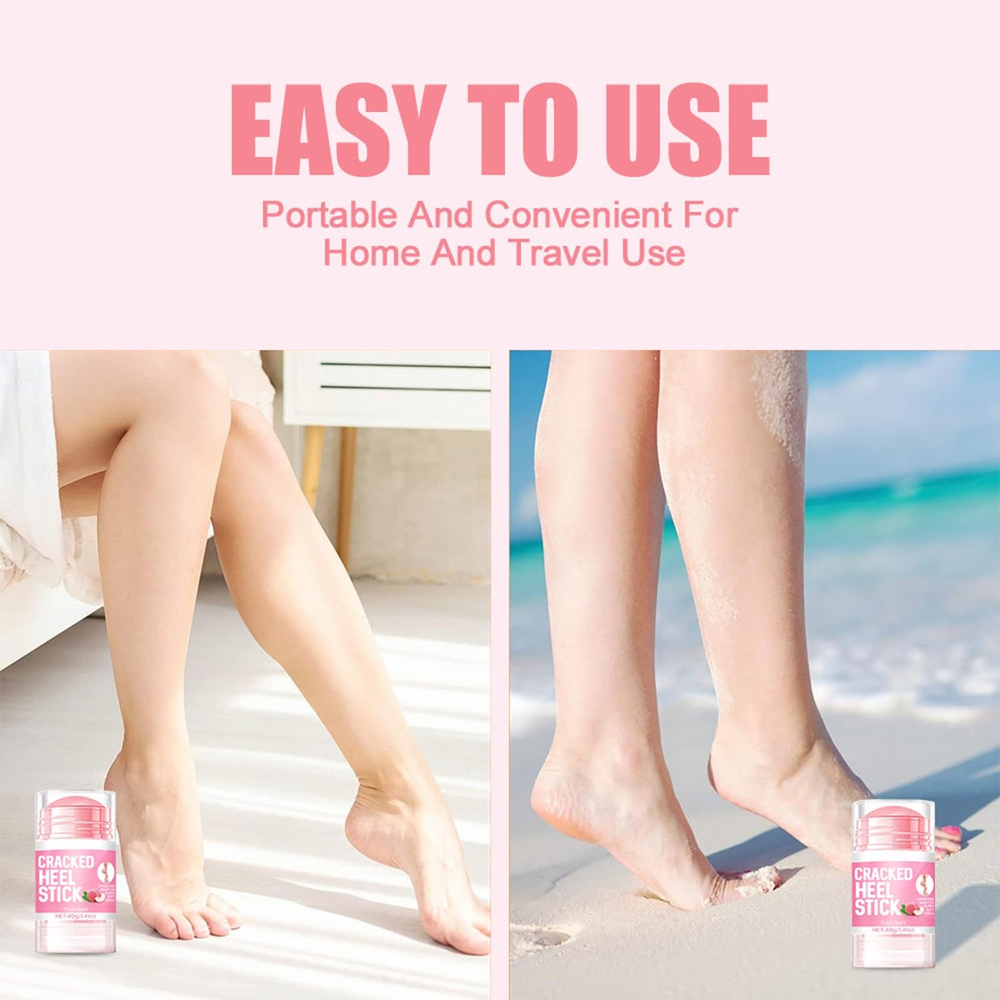 Peach Foot Hand Cream Stick, Hydrating and Anti-Cracking Foot Cream, Exfoliating Moisturizer for Dry Cracked Hands, Elbows, Feet, Knees, Dead Skin Remover Foot Balm