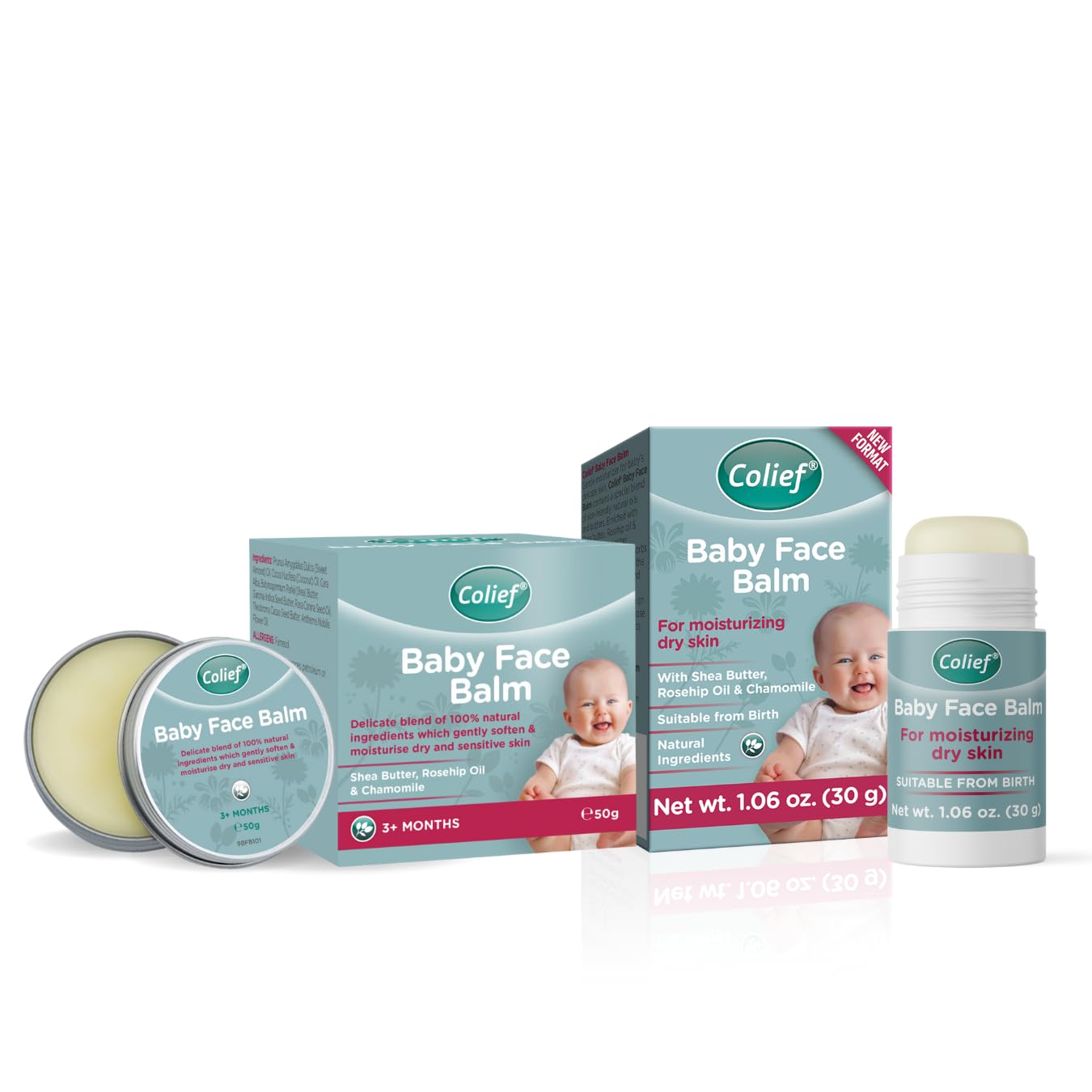 Colief Baby Face Balm Stick 30g | 100% Natural Shea Butter, Rosehip Oil, and Chamomile Coconut Oil | Gently Moisturise Baby's Dry & Sensitive Skin | for Babies from Birth