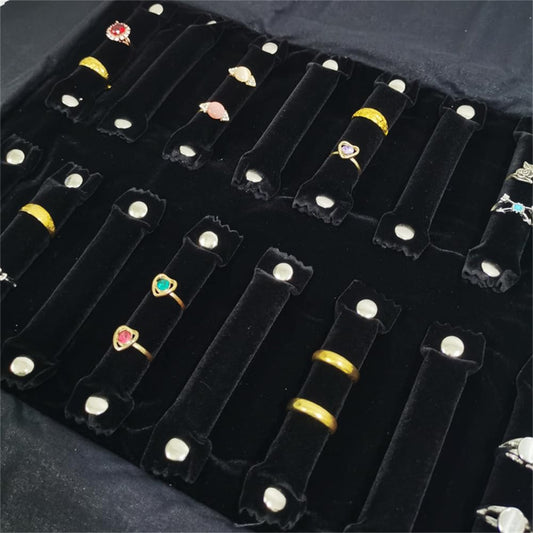 SCIKHEFT Portable Jewelry Roll Bag For Rings,Black All and Velvet Jewelry Roll Bag keep your Rings Safe (Open size: 55 * 29cm Close size: 30 * 10cm, Black Grey)