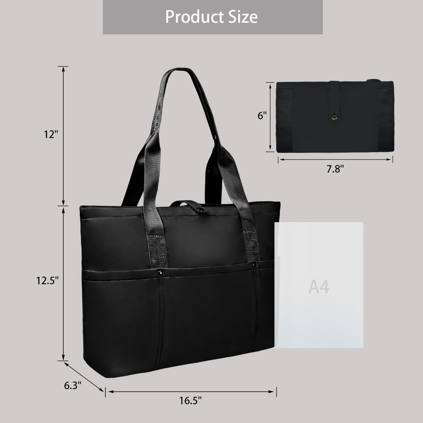 Foldable Travel Duffle Bag for Women, Gym Tote With Zipper Top Handle Handbag Large Shoulder Bag