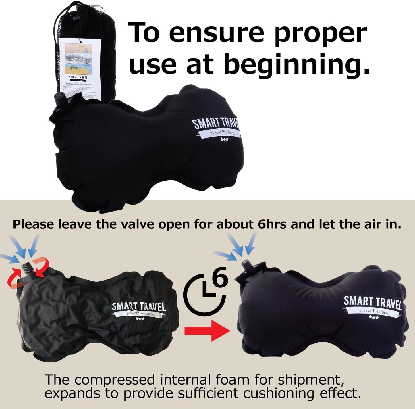 SmartTravel Travel Products Lumbar Pillow Inflatable Lumbar Support Pillow Travel Pillows for Airplane Long Flight Essential for Women Men Kids