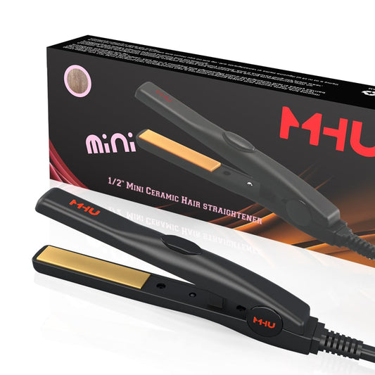 Lightweight Portable Hair Straightener, 0.5 Inch Mini Flat Iron with Ceramic Tourmaline Plates & Smart Constant Temperature - Perfect for Short Hair, Curls, Bangs & Travel - Small Styling Iron