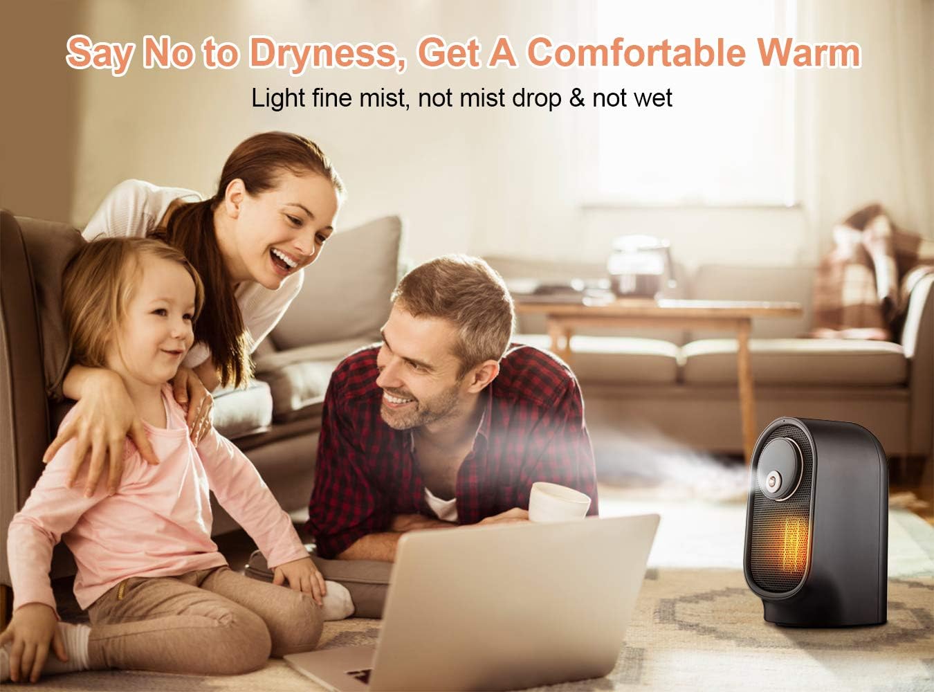 Black+Decker Portable Electric Heater with Humidifier Function, Fast Heating with Widespread Oscillation, Multi-protection, for Office Desk Bedroom Indoor Use