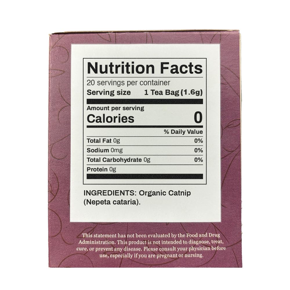 Organic Positively Botanicals Company, Catnip Herbal Tea Bags, 20 Count
