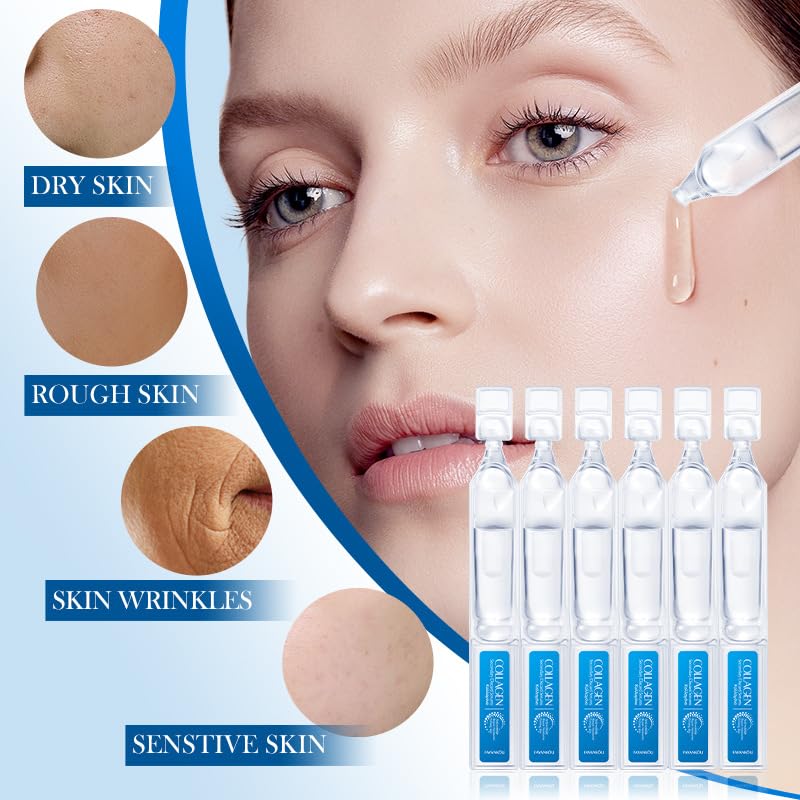 Collagen Serum for Face - Hydrating Serum with Hyaluronic Acid, Anti-Wrinkle & Firming Facial Serum, Repair Skin Barrier, Travel-Size Skincare, Single-Use Vials Skincare, 1.5ml x 30PCS